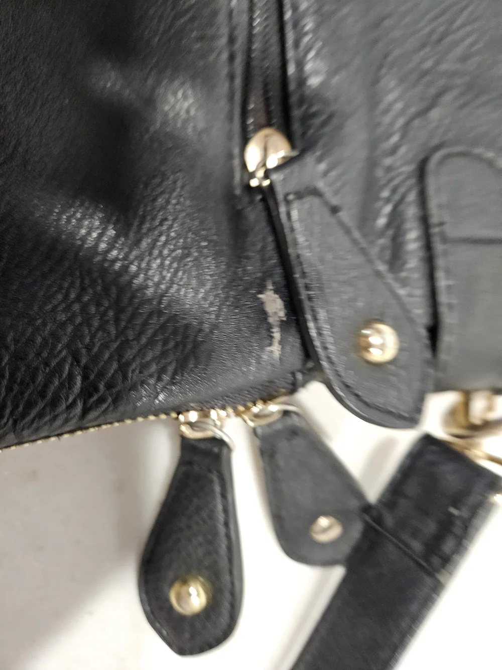 Michael Kors Black Leather Crossbody with Gold MK Emblem